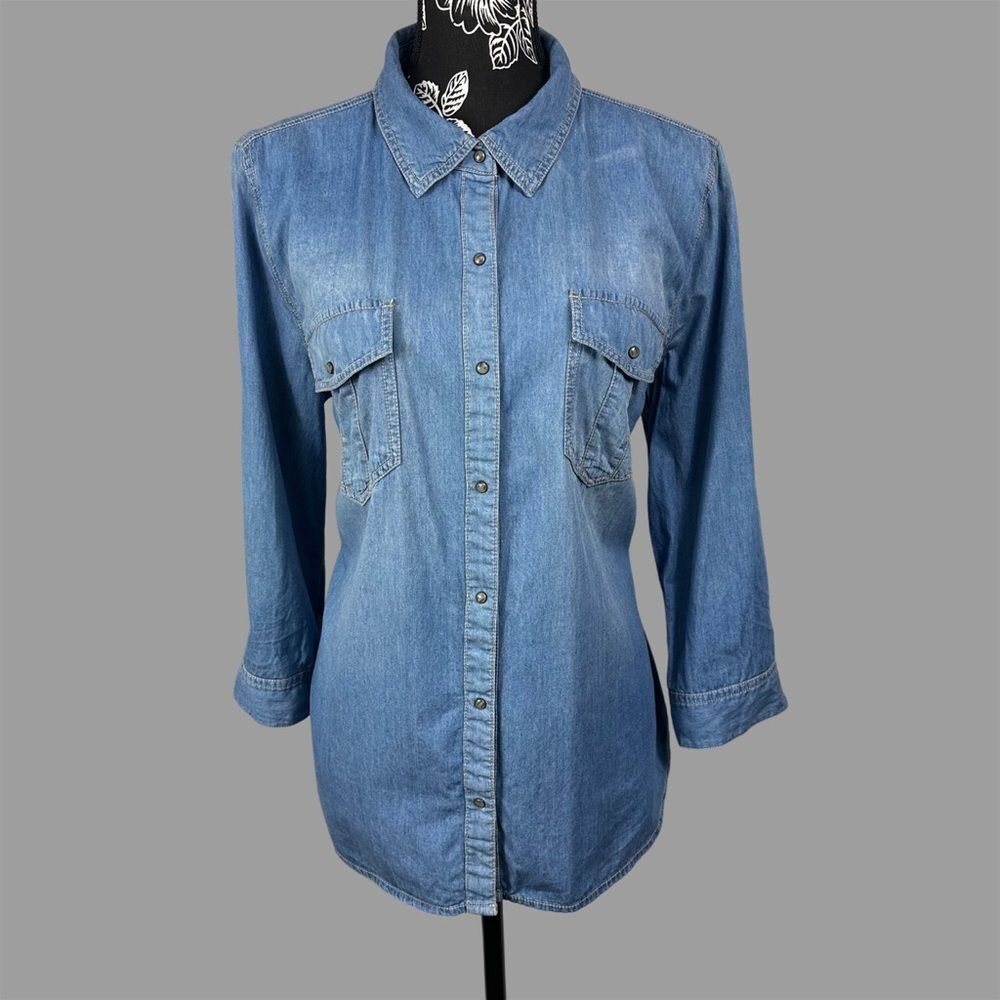 A.N.A Lightweight Denim Button-Up Long Sleeve- Women's XL